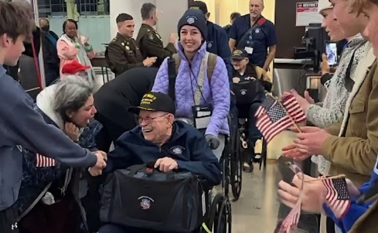Grover Trytten and other World War II veterans arrived December 6 in Washington, D.C., courtesy of Honor Flight Austin. The two-day journey marked the second Honor Flight for Mr. Trytten, who is 104 and lives in Georgetown.