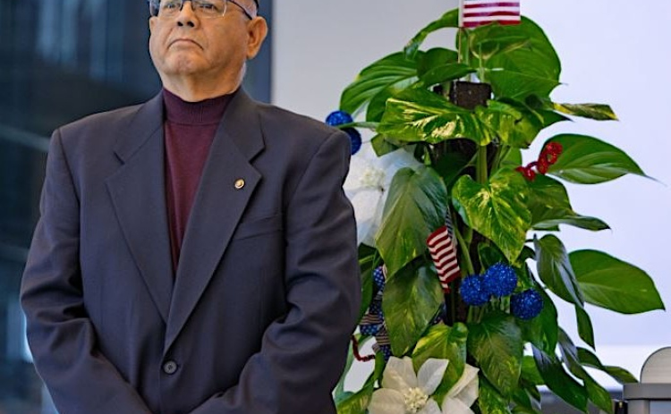 Frank Espinosa Jr. received an encased Congressional Record in recognition for Congressional Veteran Commendation award, an American flag, and a John Carter challenge coin for his community service efforts. (Photo courtesy Frank Espinosa)