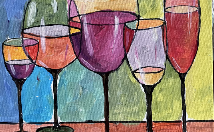 One of Evie Walberg’s artworks in the  “Palette & Palate” exhibit hosted by Round Rock Arts at TXST.