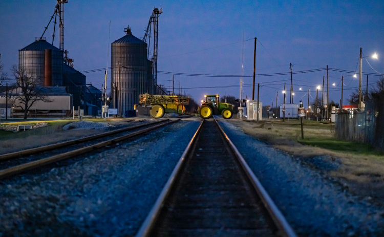 A tractor makes its way along West Davilla Street in downtown Granger on Sunday, February 22, 2026.   Photo by Andy Sharp