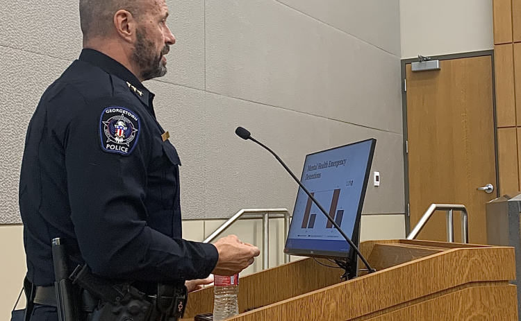 Georgetown Police Chief Cory Tchida presented an annual report on the department to Georgetown City Council during the February 10 City Council workshop. (Photo by Kaitlyn Wilkes)