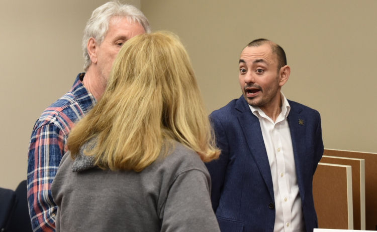 City of Georgetown Planning Director Edgar Garcia, right, speaks to residents about the planning department’s latest projects, including updating the city’s Unified Development Code which dictates how development happens around the city. (Photos by Kaitlyn Wilkes)