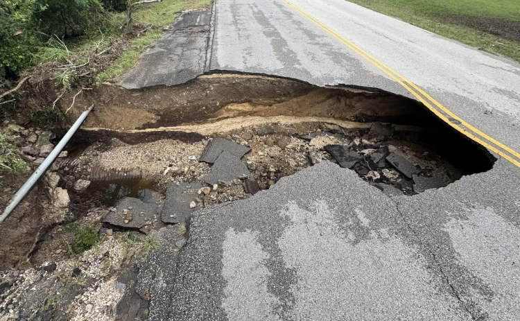 Repairs will be made to Berry Creek Drive after it was damaged by weather earlier this week. (Photo courtesy Kevin Pitts)