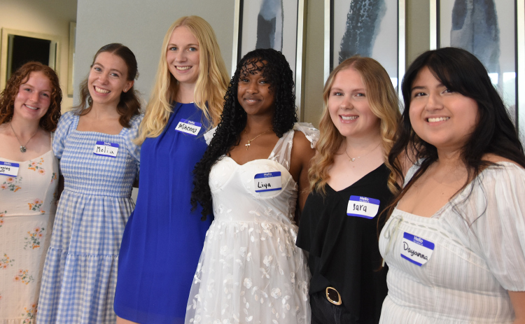 Jessie Daniel Ames Scholarship recipients, from left, are Ainsley Boff, Melia Flowers, Mikenna Geiger, Liya Antench, Sara Dott and Dayanna Tapia Matta. (Photo by Kaitlyn Wilkes)