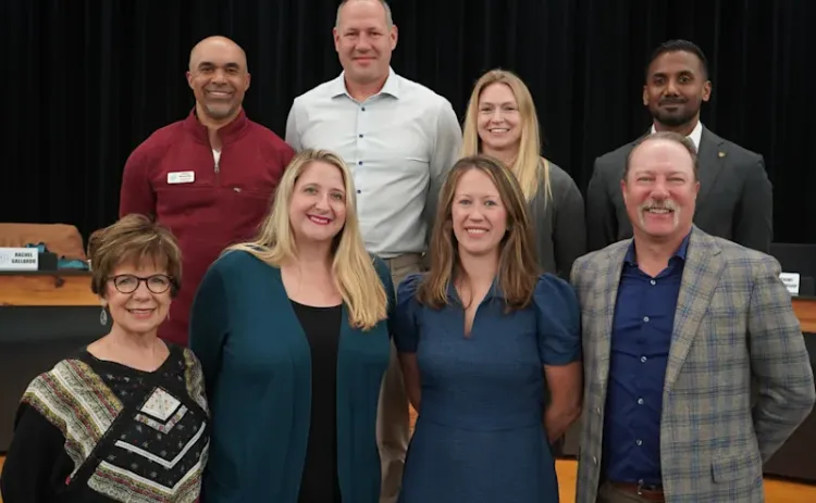 Georgetown ISD trustees stand with Superintendent Devin Padavil. Photo courtesy Georgetown ISD