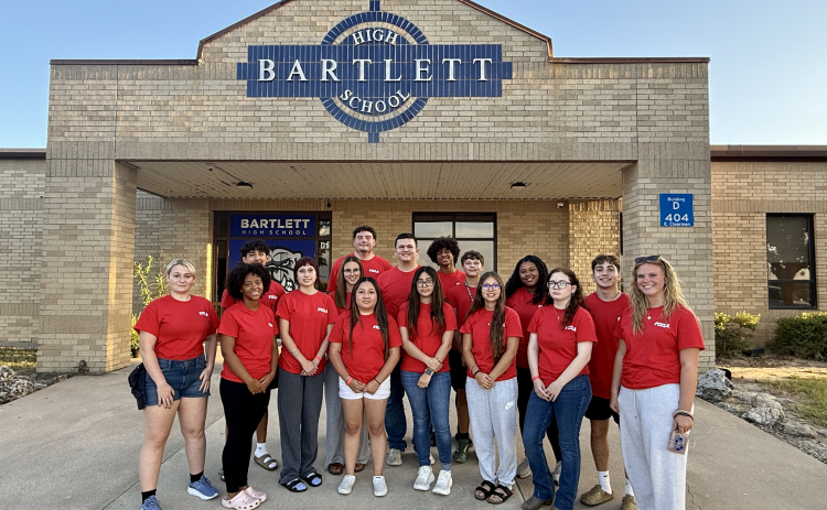 Bartlett High School students competing in various national competition categories sponsored by the Family, Career and Community Leaders of America (FCCLA) were (front row, left to right) Makaela Russell, Lisa Gillon, Elena Juarez, Katie Randig, Faith Luna, Jessica Benitez, Estefani Ornelas Garcia, Karis Stoglin, Salma Juarez, Aaron Hernandez, and Marissa Brown. (back row) Brian Castillo, Brice Becker, Jaxon Bernstein, Jamal Gillon, and Nicholas Sharp. Courtesy Bartlett ISD