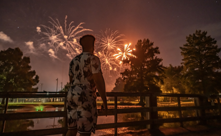 Fireworks, as seen from Bull Branch Park on on Saturday, July 4, 2026.   Photo by Andy Sharp