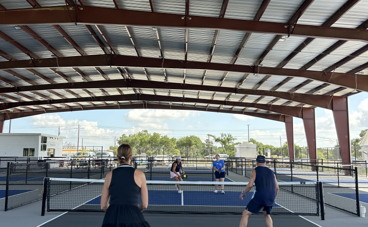 A group plays a pickleball game on PickleTex’s new courts in Georgetown.   Photo courtesy Melissa Rubey, PickleTex
