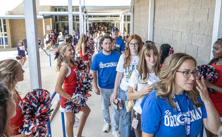 Staff and teachers file into the Klett Performing Arts Center for the Georgetown ISD Convocation on Monday, August 10, 2026.   First day of classes is August 19.    Photo by Andy Sharp
