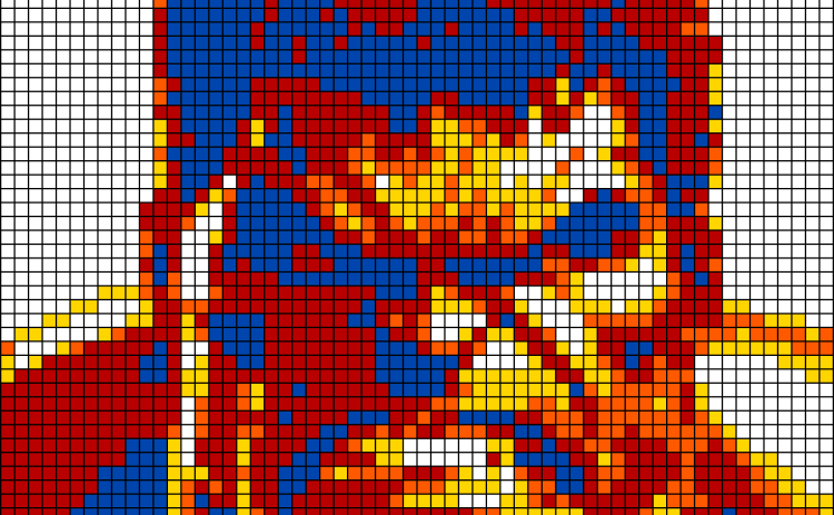 Kyle Cubes creates canvas works such as this Hulk from his original cube designs.