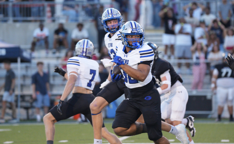 Georgetown’ Zechariah Guyton runs for a big game against Hendrickson on Friday, September 11.  Photos by Lawson Richter