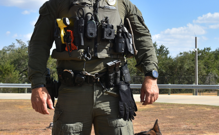 Georgetown Police Department K9 Sergeant Matt Turowski stands with his police dog Raido, who he has had for four years. (Photos by Kaitlyn Wilkes)